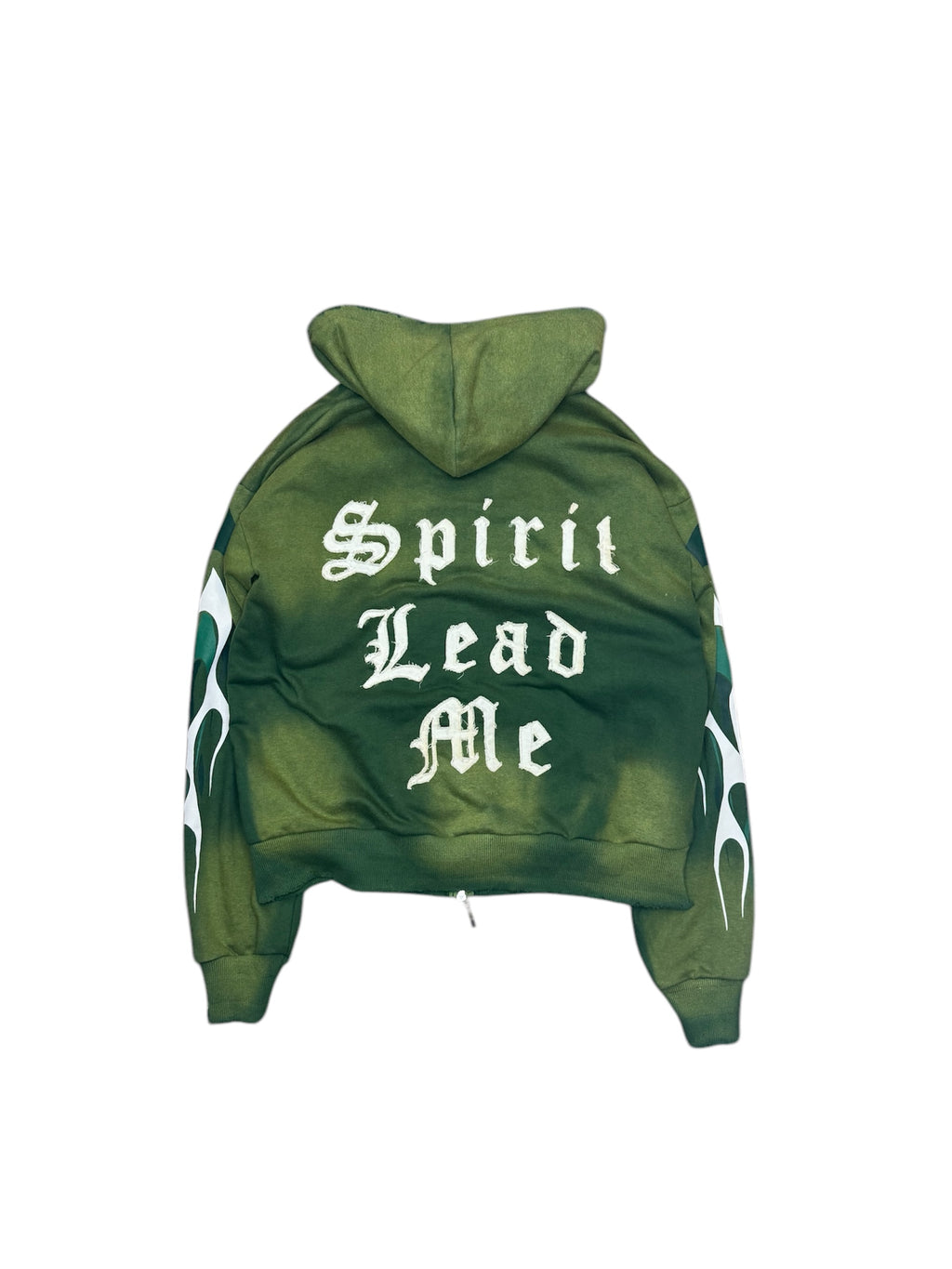 Green Acid Wash Zipper Hoodie