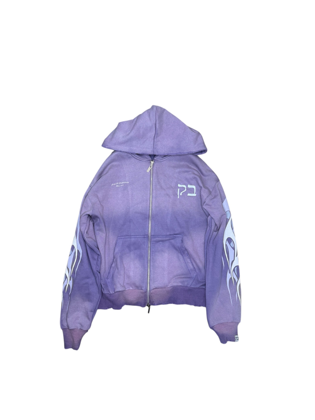Purple Acid Wash Zipper Hoodie