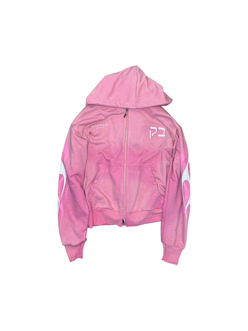 Pink Acid Wash Zipper Hoodie