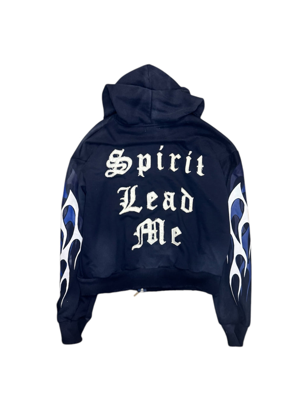 Blue Acid Wash Zipper Hoodie