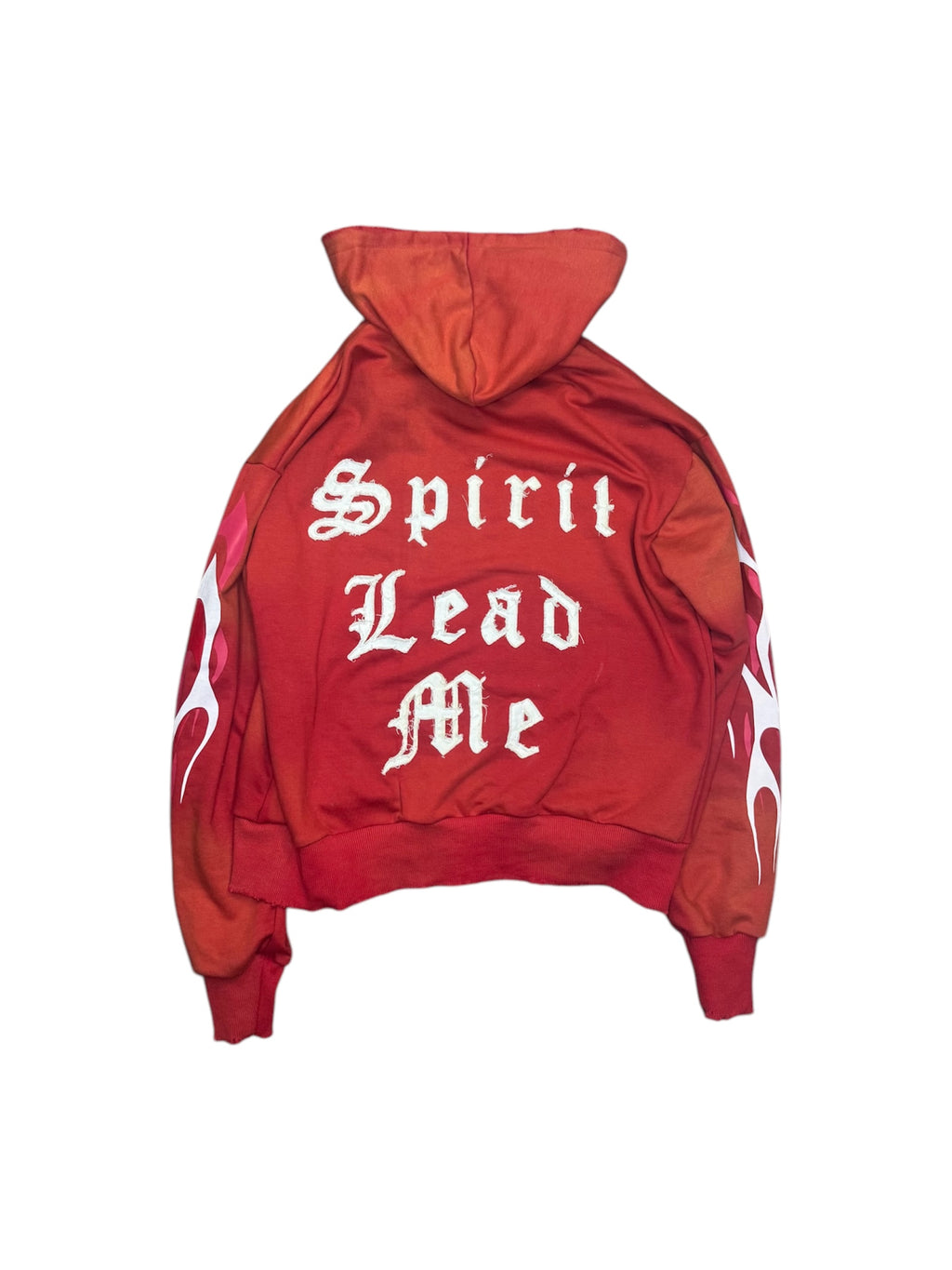 Red Acid Wash Zipper Hoodie