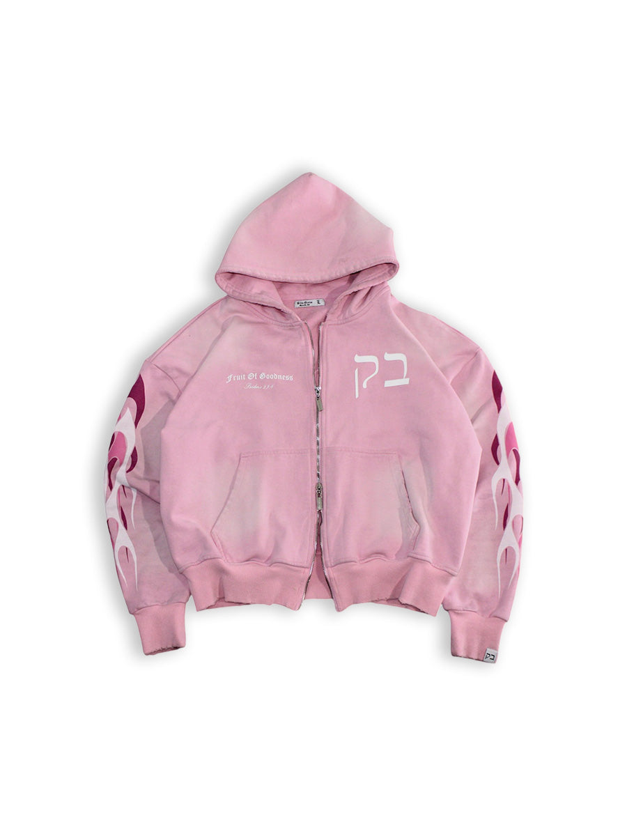 Heavy Weight Pink Zipper Hoodie
